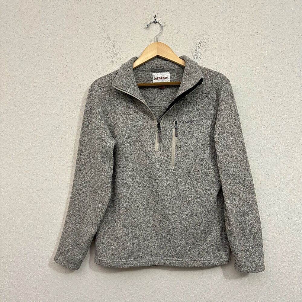 SIMMS Mens Rivershed Half-Zip Fleece Pullover in Taupe